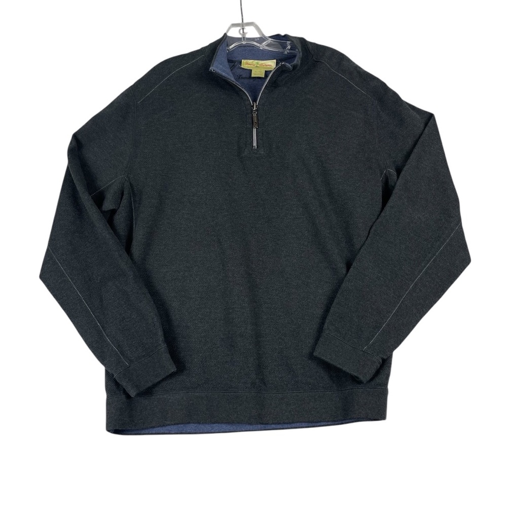 Men's Tommy Bahama 100% Cotton Black 1/4‎ Zip Pullover XL